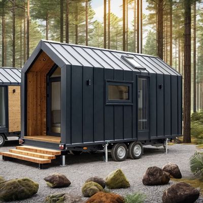 qualidade  Modern Design Prefab House Wall 75mm Wave Sandwich Panel 20ft Foldable Container House on Wheels fábrica