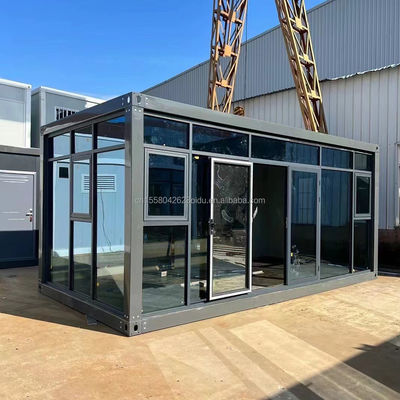 Container de casa portátil de design moderno para pequenas lojas e escritórios pré-fabricadas de 20 pés ou 40 pés