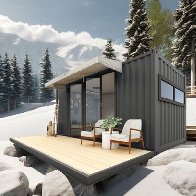 Log 20ft Eco-Friendly Flat Pack Container House Prefabricado Construção Sustentável Estrutura de aço Resiliente chuva Vento Loja de neve