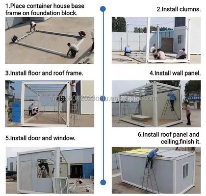 Container de casa portátil de design moderno para pequenas lojas e escritórios pré-fabricadas de 20 pés ou 40 pés