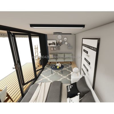 Log 20ft Eco-Friendly Flat Pack Container House Prefabricado Construção Sustentável Estrutura de aço Resiliente chuva Vento Loja de neve