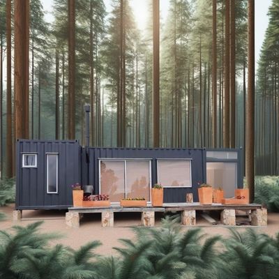 Tubos quadrados de aço galvanizados Modificados Container de transporte pré-fabricado Casa para floresta Cabina de férias Escritório ou villa