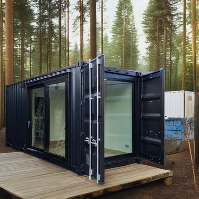 Tubos quadrados de aço galvanizados Modificados Container de transporte pré-fabricado Casa para floresta Cabina de férias Escritório ou villa