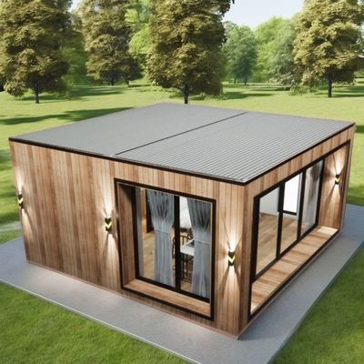Casa de contêiner pré-fabricada de construção rápida com tubos quadrados de aço galvanizado e painel de sanduíche de onda de 50/75/100 mm
