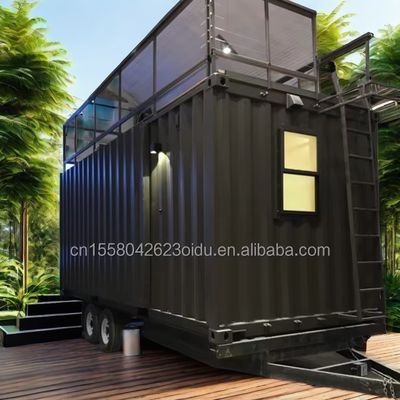 Moderno Design Customizado Aço de Cor Fabricado Instalação Rápida Casas Modulares Prefabricadas em Rodagens para Trailers Móveis de Acampamento