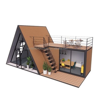Casa de estrutura de aço em forma de A de madeira personalizável e durável para casas triangulares pré-fabricadas modernas