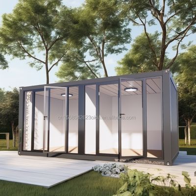 50/75/100mm Wave Sandwich Panel Parede Moderna 20ft 40ft Container de aço Casas Flat Pack Casa pré-fabricada para escritório