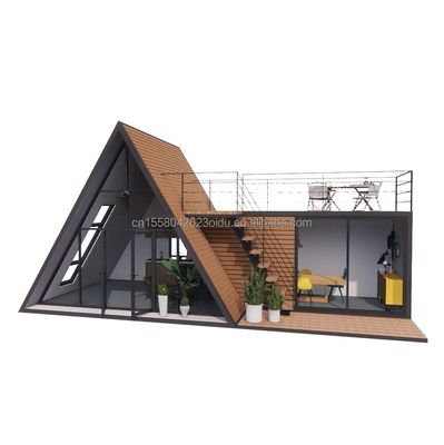 Casa de estrutura de aço em forma de A de madeira personalizável e durável para casas triangulares pré-fabricadas modernas