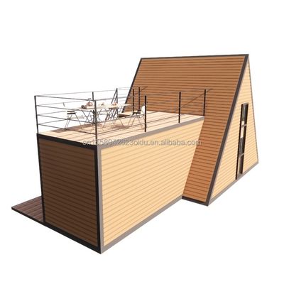 Casa de estrutura de aço em forma de A de madeira personalizável e durável para casas triangulares pré-fabricadas modernas