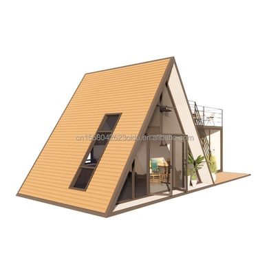 Casa de estrutura de aço em forma de A de madeira personalizável e durável para casas triangulares pré-fabricadas modernas