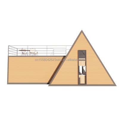 Casa de estrutura de aço em forma de A de madeira personalizável e durável para casas triangulares pré-fabricadas modernas