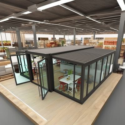 Loja de fast food ou escritório moderno Casa de contêineres de 20 pés expansível com cores personalizadas e janelas de liga de alumínio
