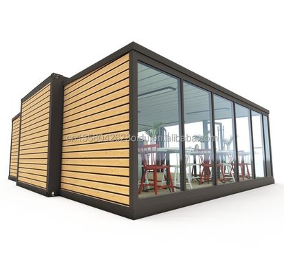 Loja de fast food ou escritório moderno Casa de contêineres de 20 pés expansível com cores personalizadas e janelas de liga de alumínio