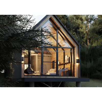 Moderno design Casa pequena em rodas Material de aço Kit de construção de jardim de acampamento ao ar livre com painel de sanduíche de onda 50/75/100mm