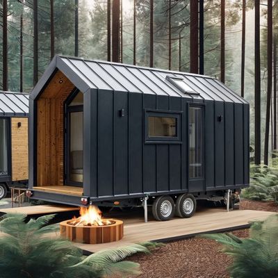 Moderno Design Casa Prefabricada Parede 75mm Wave Painel Sandwich 20ft Container dobrável Casa em Roda
