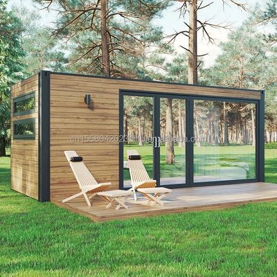 Container Flat Pack Casa de café estilo luxuoso Estúdio de madeira Embalagem plana para 20ft Garden Hotel Casa móvel