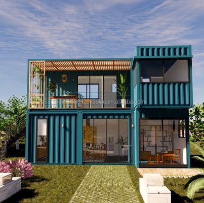 Cores personalizadas 20ft Flat Pack Living Steel Frame Modular Home Painel de sanduíche pré-fabricado Envio 3 quartos Container House