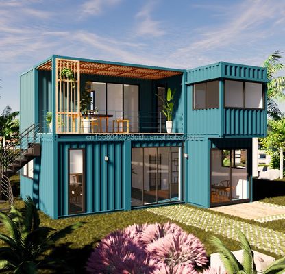 Cores personalizadas 20ft Flat Pack Living Steel Frame Modular Home Painel de sanduíche pré-fabricado Envio 3 quartos Container House