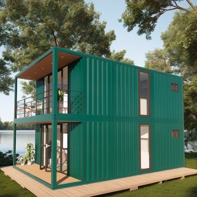 Casa de contêiner de dois andares personalizável para férias à beira-mar Íntima ao fogo Floresta pré-fabricada Vila Resort Tamanhos 20ft 40ft
