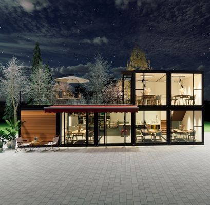 Alumínio de liga de janelas 2 quartos Tiny Home Prefab para loja ou apartamento em moderno Flatpack Container House 20ft/40ft Tamanho