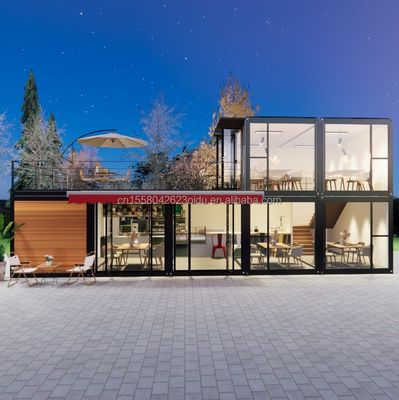 Alumínio de liga de janelas 2 quartos Tiny Home Prefab para loja ou apartamento em moderno Flatpack Container House 20ft/40ft Tamanho