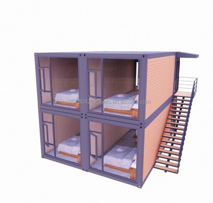 Casa de contêiner de dois andares de 20 pés ou 40 pés com quatro quartos para casas pré-fabricadas ou escritórios combinados
