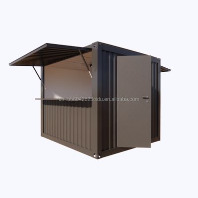 Quarto de quiosque de fast food com tubos quadrados de aço galvanizado e personalização 10FT Mini Pop-up Shop Container Café