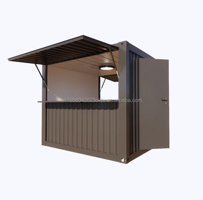 Quarto de quiosque de fast food com tubos quadrados de aço galvanizado e personalização 10FT Mini Pop-up Shop Container Café