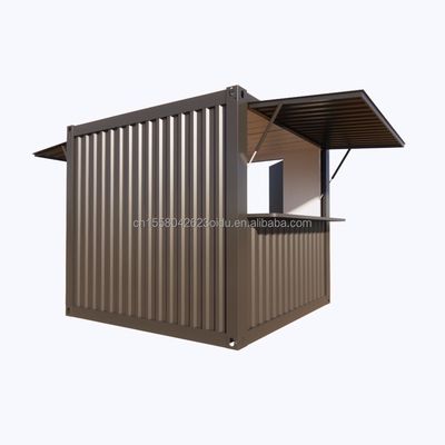 Quarto de quiosque de fast food com tubos quadrados de aço galvanizado e personalização 10FT Mini Pop-up Shop Container Café