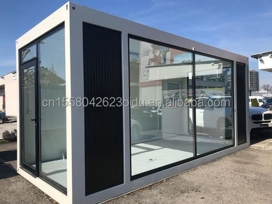 Parede 75mm Casa de trabalho jardim Grill Bar 20ft Container de embalagem plana Casa móvel para família estilo de design moderno