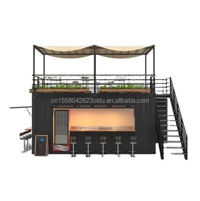 Acero galvanizado curvado 180g Quadro Bar de contêiner moderno de 10 pés Loja de alimentos para o exterior Feito de contêiner de transporte modificado