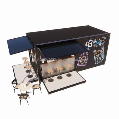 Acero galvanizado curvado 180g Quadro Bar de contêiner moderno de 10 pés Loja de alimentos para o exterior Feito de contêiner de transporte modificado
