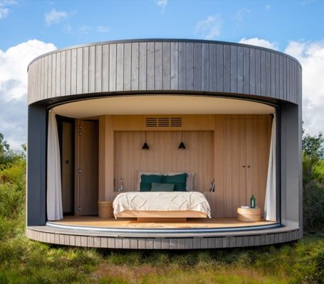 Hotéis Casas de contêineres para hotéis de luxo Casas de madeira modernas Estrutura de aço Casa redonda Senglin Casa de férias