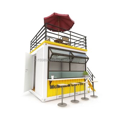 EU 10ft Mini Pop-up Shop Container Café Bar Restaurante de fast food Loja de conveniência com painel de sandes de onda de 50 mm