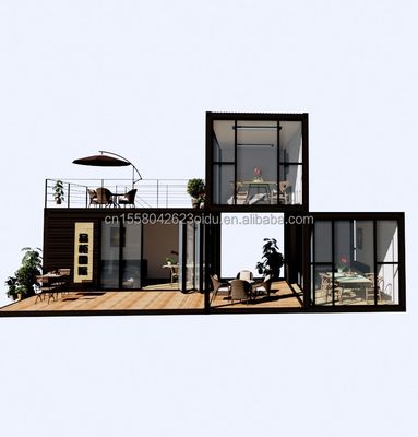 Luxo ao ar livre Casa de contêineres pré-fabricada de design moderno de dois quartos com aço plano e painel de sanduíche ao ar livre