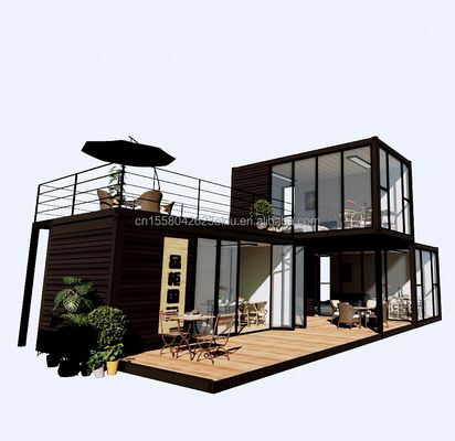Luxo ao ar livre Casa de contêineres pré-fabricada de design moderno de dois quartos com aço plano e painel de sanduíche ao ar livre