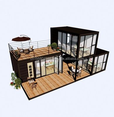 Luxo ao ar livre Casa de contêineres pré-fabricada de design moderno de dois quartos com aço plano e painel de sanduíche ao ar livre