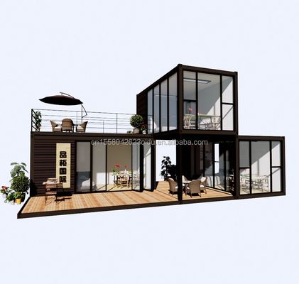 Luxo ao ar livre Casa de contêineres pré-fabricada de design moderno de dois quartos com aço plano e painel de sanduíche ao ar livre