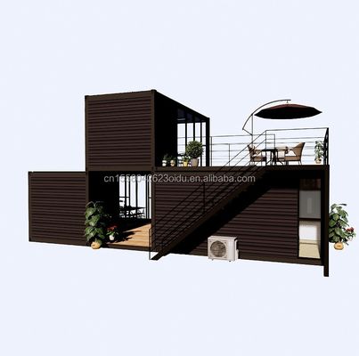 Luxo ao ar livre Casa de contêineres pré-fabricada de design moderno de dois quartos com aço plano e painel de sanduíche ao ar livre