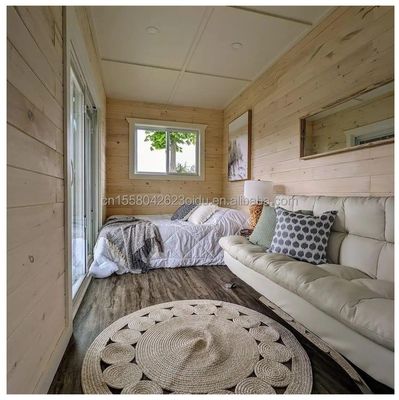 Casa de contêineres pré-fabricada residencial de 20 pés com parede de vidro, escritório, villa e montagem de dois andares