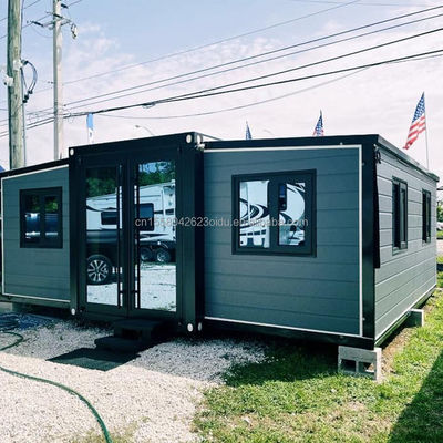 Casa de contêiner expansível de 20 pés com dois quartos e janelas de liga de alumínio em estilo moderno