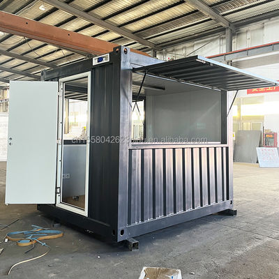 Loja Prefabricada Custom Pop Up Cafe Bar em 10ft e 20ft Container Lojas de café com tubos quadrados de aço galvanizado