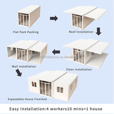 Casa de contêiner expansível de 20 pés com dois quartos e janelas de liga de alumínio em estilo moderno
