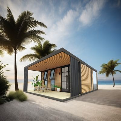 Container de madeira ao ar livre Casa de luxo Jardim Casa pequena com 2-3 quartos para famílias e hotéis Janela de liga de alumínio