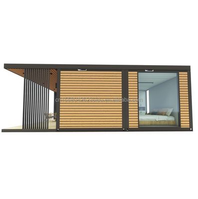 Container de madeira ao ar livre Casa de luxo Jardim Casa pequena com 2-3 quartos para famílias e hotéis Janela de liga de alumínio