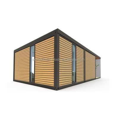 Container de madeira ao ar livre Casa de luxo Jardim Casa pequena com 2-3 quartos para famílias e hotéis Janela de liga de alumínio