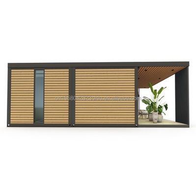 Container de madeira ao ar livre Casa de luxo Jardim Casa pequena com 2-3 quartos para famílias e hotéis Janela de liga de alumínio