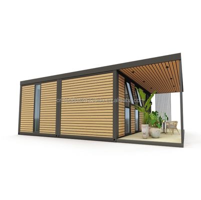 Container de madeira ao ar livre Casa de luxo Jardim Casa pequena com 2-3 quartos para famílias e hotéis Janela de liga de alumínio