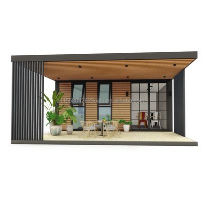 Container de madeira ao ar livre Casa de luxo Jardim Casa pequena com 2-3 quartos para famílias e hotéis Janela de liga de alumínio