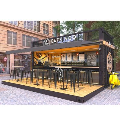 Quiosque de café feito de aço galvanizado curvado para casa de contêineres expansível de 20 pés